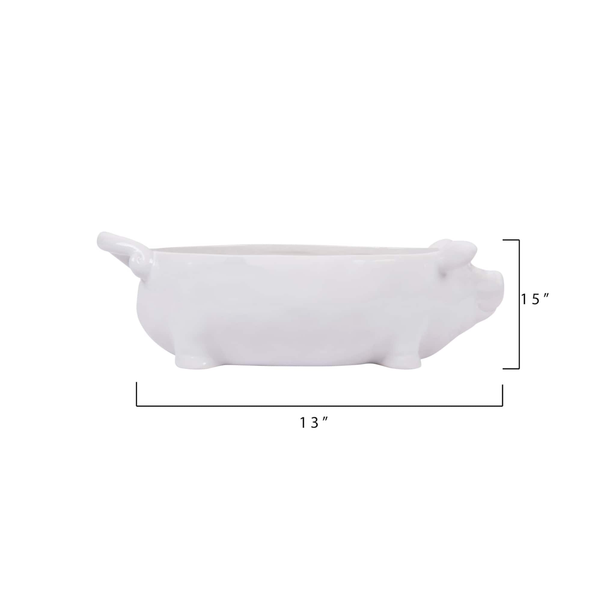 Hello Honey® 12.5" White Ceramic Pig Shaped Bowl